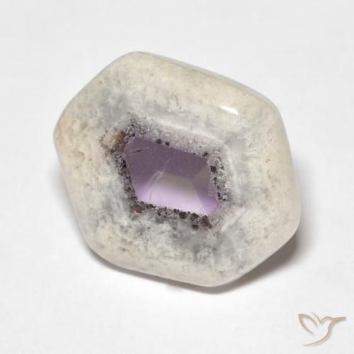 Fetta di geode di ametista naturale multicolore da 8,08 ct, forma fantasia, trasparente
