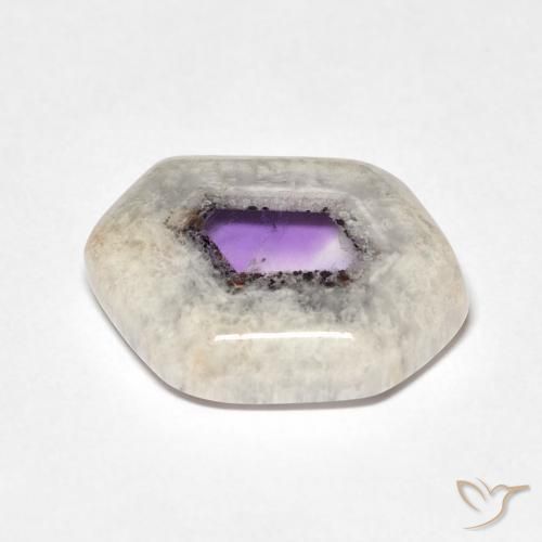 Fetta di geode di ametista naturale multicolore da 8,08 ct, forma fantasia, trasparente