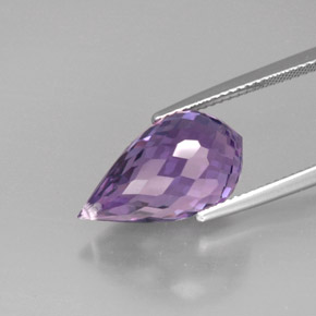 Ametista viola naturale da 8,79 ct, taglio briolette, VVS