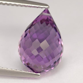 Ametista naturale viola da 5,25 ct, briolette, VVS
