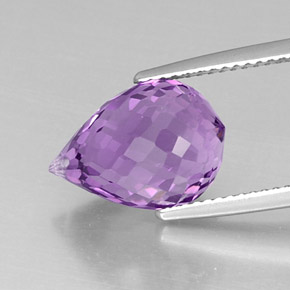 Ametista Viola naturale da 7.01 ct, Taglio briolette, IF