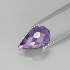 Ametista naturale viola da 4,16 ct, briolette, VVS