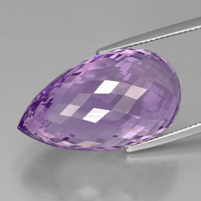 Ametista Viola naturale da 37.70 ct, Taglio briolette, VVS