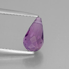 Ametista Viola naturale da 1.43 ct, Taglio briolette, VVS-VS
