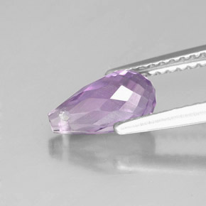 Ametista naturale viola da 1,28 ct, briolette, VVS