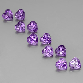 Gemme di ametista violaceo naturale da 7,53 ct, a forma di cuore, VS
