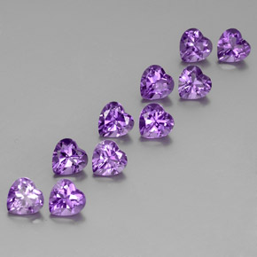 Gemme di ametista violaceo naturale da 7,53 ct, a forma di cuore, VS