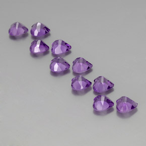 Gemme di ametista violaceo naturale da 7,53 ct, a forma di cuore, VS