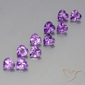 Gemme di Ametista Viola violaceo medio-scuro naturale da 7.39 ct, Cuore, VVS-VS