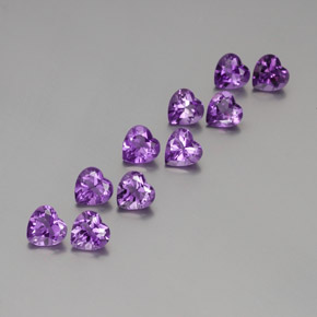 Gemme di ametista viola porpora naturale da 6,81 ct, a forma di cuore, VS