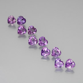 Gemme di ametista vivido rosa viola naturale da 6,81 ct, a forma di cuore, VS