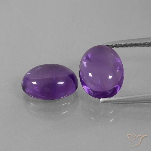 Gemme di ametista viola medio-chiaro naturale da 4,92 ct, taglio ovale, trasparente