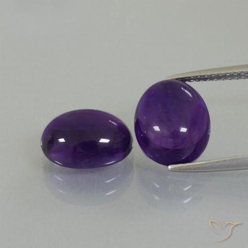 Gemme di Ametista Viola medio naturale da 7.27 ct, Ovale, Trasparente