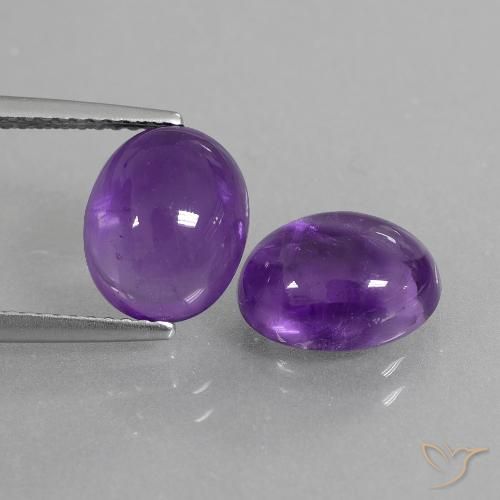 Gemme di Ametista Viola medio-chiaro naturale da 5.80 ct, Taglio ovale, Trasparente