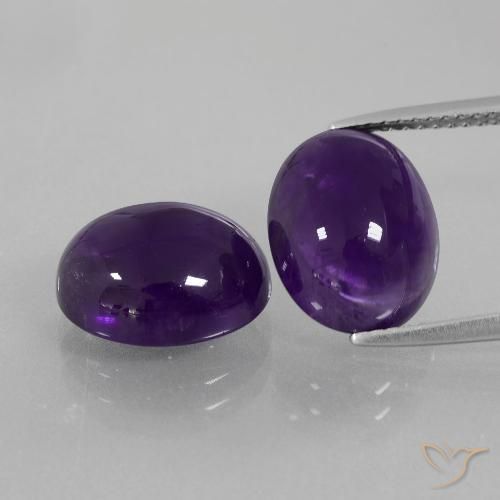 10.16ctw Naturale Viola scuro Ametista, Ovale, Trasparente