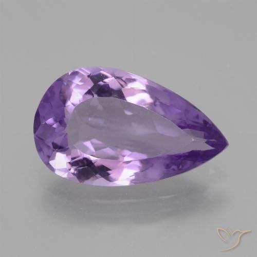 Ametista Viola medio naturale da 6.48 ct, Forma a pera, VS