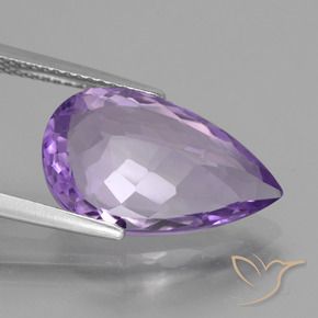 Ametista Viola medio naturale da 6.48 ct, Forma a pera, VS