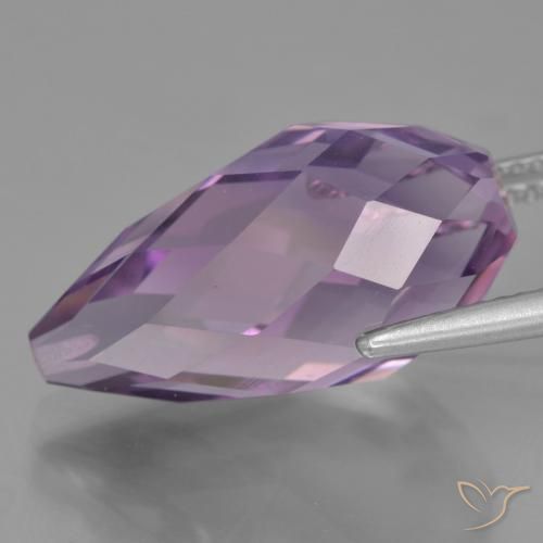 Ametista Viola medio naturale da 12.34 ct, Taglio briolette, VVS-VS