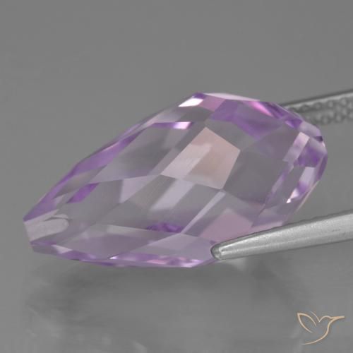 Ametista Viola rosato chiaro naturale da 11.48 ct, Taglio briolette, VS