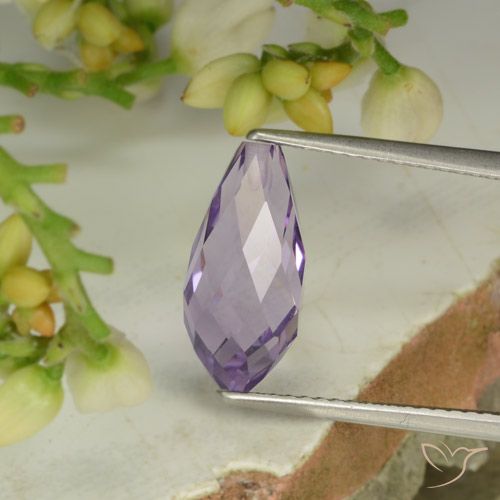 3.52ct Naturale Viola Iris Rosato Ametista, Taglio briolette, VS