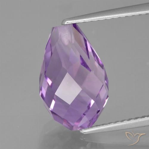 5.68ct Naturale violaceo Ametista, Taglio briolette, VS