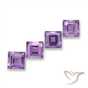 Gemme di Ametista Viola-Rosa Medio naturale da 3.74 ct, Quadrato, VVS-VS
