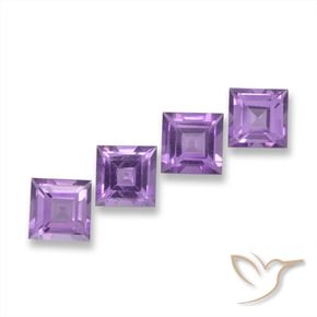 Gemme di Ametista Viola tendente al rosa naturale da 4.01 ct, Quadrato, VVS-VS