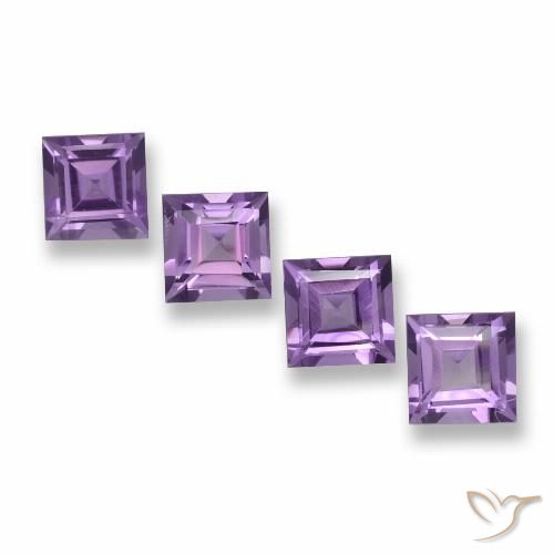 3.94ctw Naturale Viola-Rosa Medio Ametista, Quadrato, VVS-VS