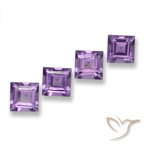 Gemme di Ametista Viola-Rosa Medio naturale da 3.94 ct, Quadrato, VVS-VS