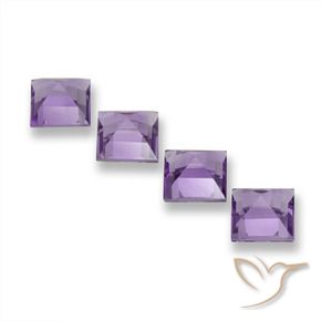 Gemme di Ametista Viola-Rosa Medio naturale da 3.94 ct, Quadrato, VVS-VS