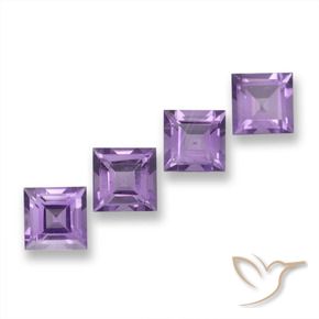 Gemme di Ametista Viola-Rosa Medio naturale da 4.07 ct, Quadrato, VVS-VS