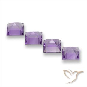Gemme di Ametista Viola-Rosa Medio naturale da 4.07 ct, Quadrato, VVS-VS