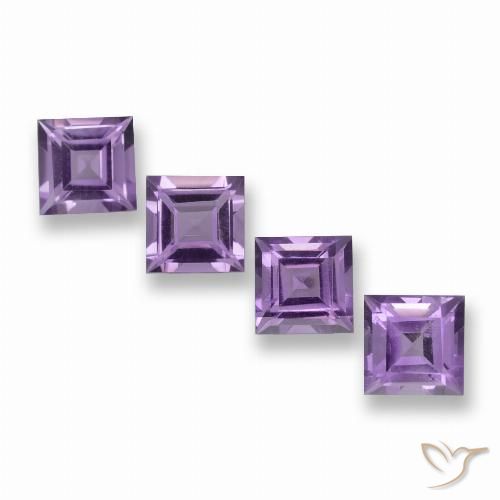 3.87ctw Naturale Viola-Rosa Medio Ametista, Quadrato, VVS-VS