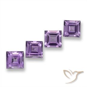 Gemme di Ametista Viola-Rosa Medio naturale da 3.87 ct, Quadrato, VVS-VS