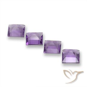 Gemme di Ametista Viola-Rosa Medio naturale da 3.87 ct, Quadrato, VVS-VS