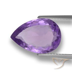 Ametista Viola medio naturale da 4.81 ct, Forma a pera, VVS-VS