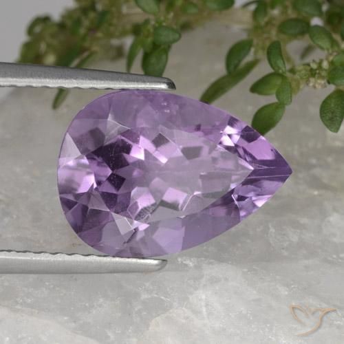 Ametista Viola medio naturale da 3.43 ct, Forma a pera, VS