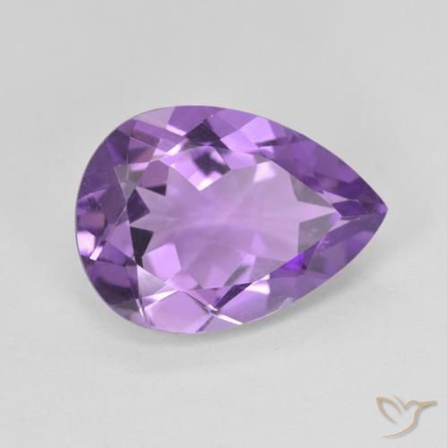 Ametista Viola violaceo medio naturale da 4.58 ct, Forma a pera, VVS