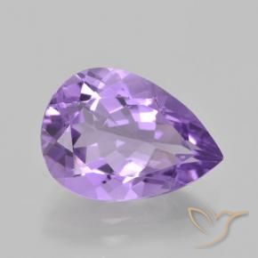 Ametista Viola medio naturale da 4.48 ct, Forma a pera, VVS