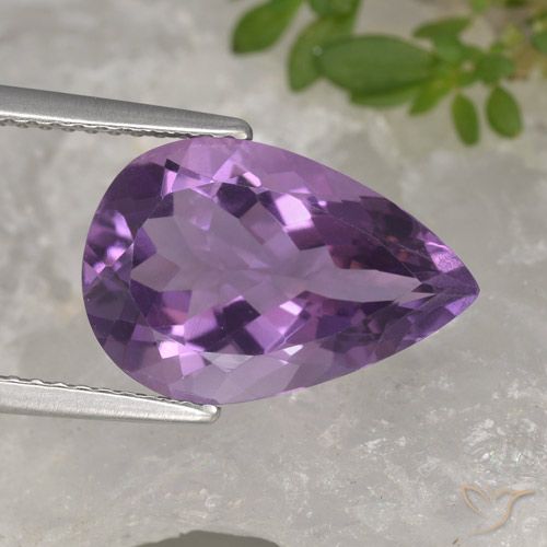 4.56ct Naturale Viola medio Ametista, Forma a pera, VVS