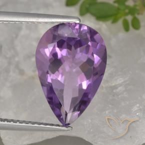 Ametista Viola medio naturale da 4.56 ct, Forma a pera, VVS