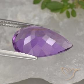Ametista Viola medio naturale da 4.56 ct, Forma a pera, VVS
