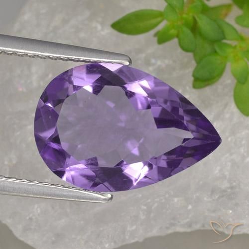4.27ct Naturale Viola medio Ametista, Forma a pera, VVS-VS