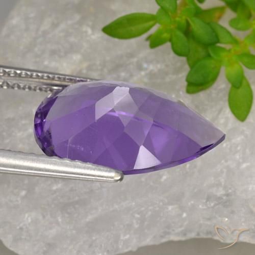 Ametista Viola medio naturale da 4.27 ct, Forma a pera, VVS-VS