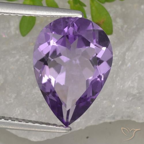Ametista Viola scuro naturale da 3.89 ct, Forma a pera, VS