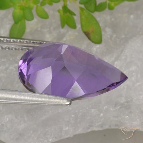 Ametista Viola scuro naturale da 3.89 ct, Forma a pera, VS