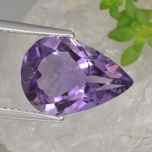3.89ct Naturale Viola medio Ametista, Forma a pera, VVS