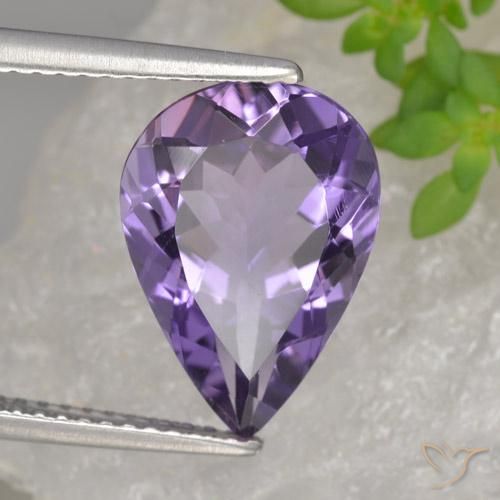 Ametista Viola medio naturale da 3.89 ct, Forma a pera, VVS