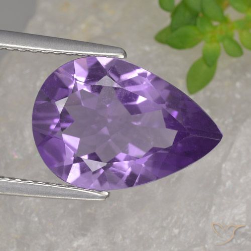3.81ct Naturale Viola medio Ametista, Forma a pera, VVS-VS