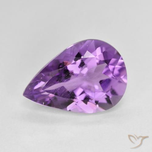 Ametista Viola medio naturale da 4.22 ct, Forma a pera, VVS-VS
